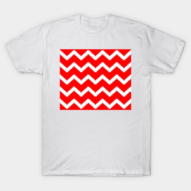 Zigzag geometric pattern - red and white. T-Shirt by kerens